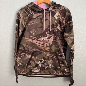 Under Armour Women's ColdGear Camo Hoodie Pink Trim Loose SM